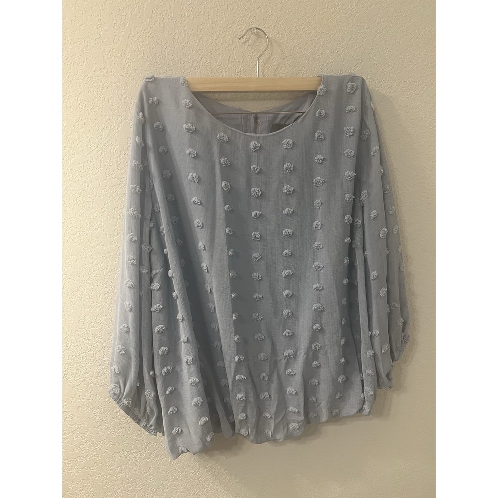 Anthropologie‎ Sunday In Brooklyn Blue Top Swiss Dot Women's Size L NWT